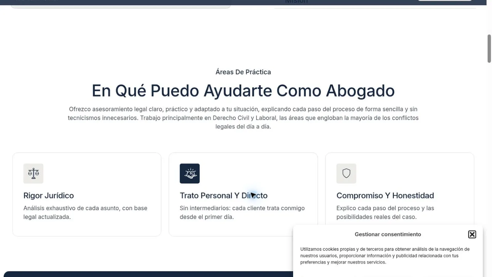 H&V Asesoría Jurídica — imagen 2 del proyecto realizado por A10web
